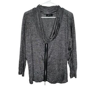 Comfy USA Zip Up Cowl Neck Dolman Long Sleeve Blouse Size Large